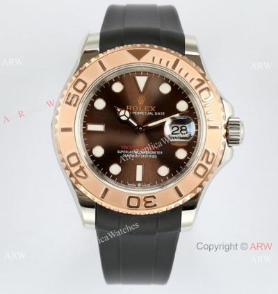 EW Factory Rolex Yacht Master 40mm Watch Chocolate Dial Rubber Strap